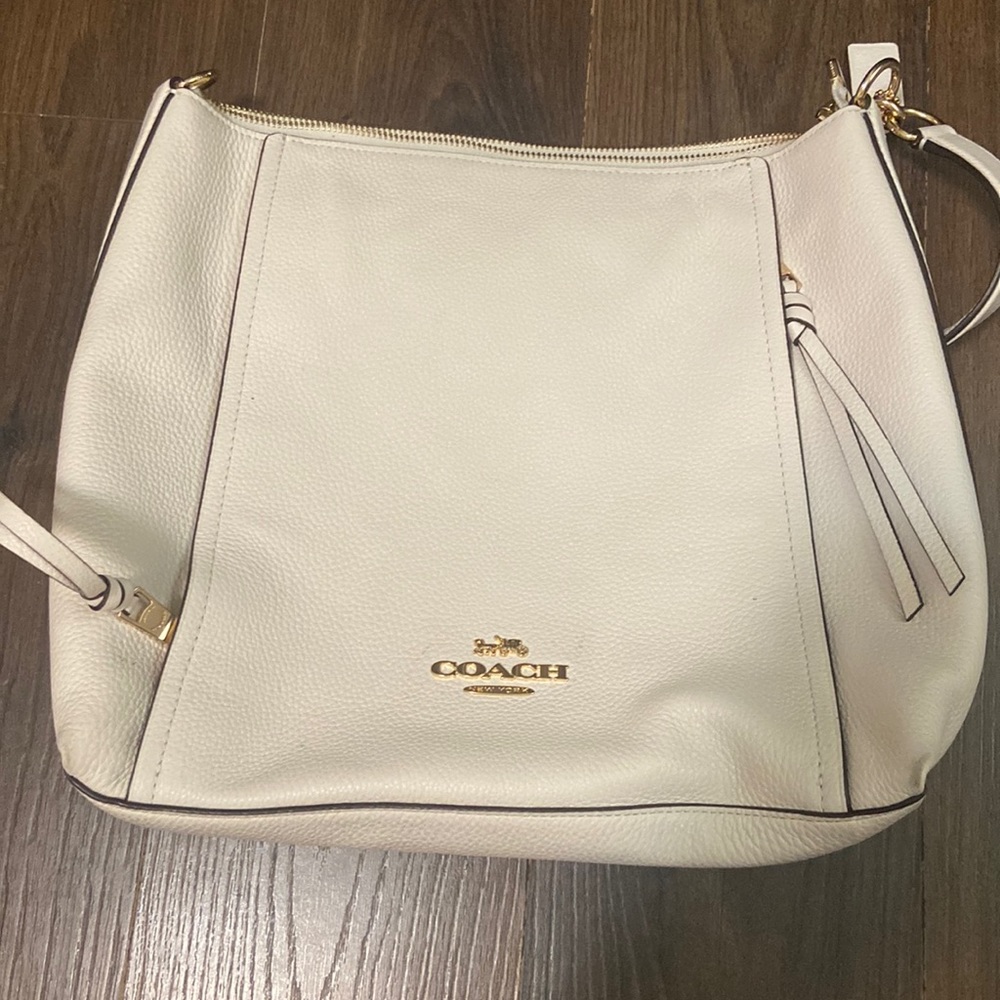 White leather coach crossbody bag, medium size 8/10